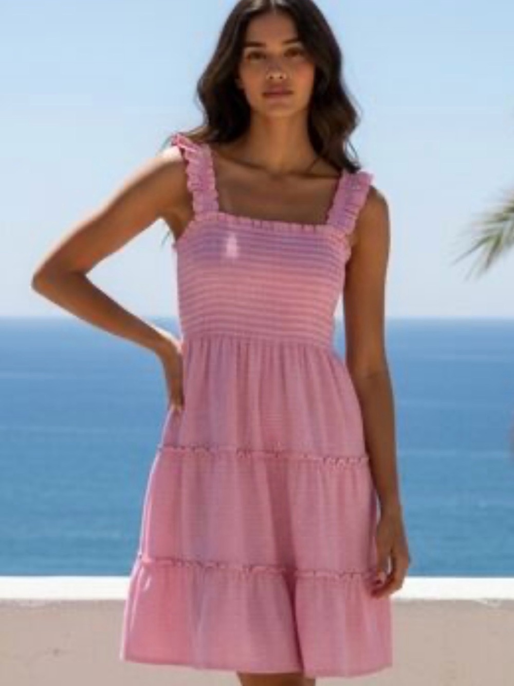 J. Crew Pink Smocked Tiered Sundress